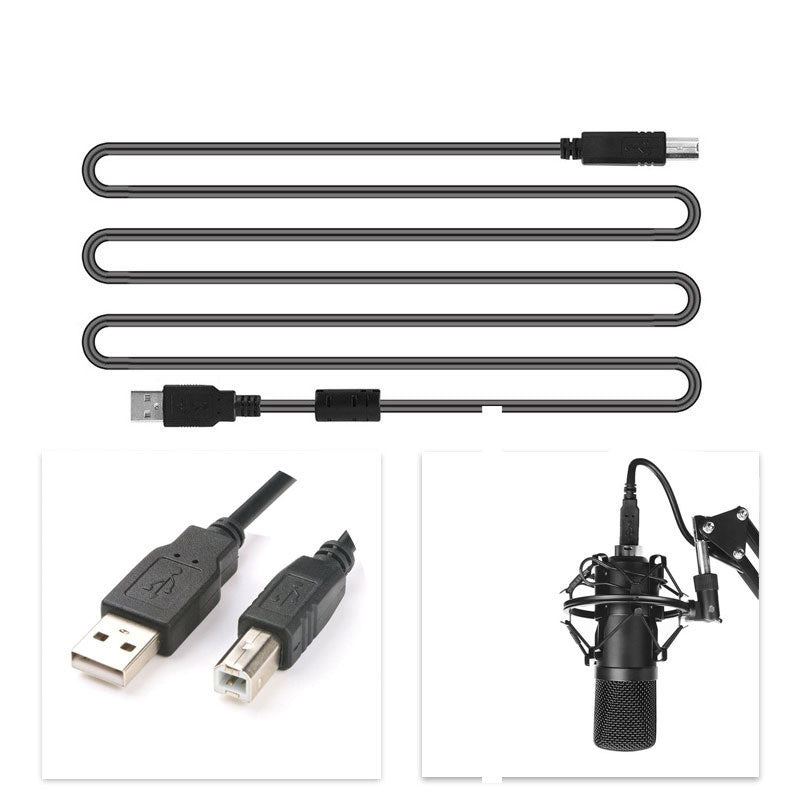 BM-700 Microphone Set USB cable with Type-B to USB-A connectors, ideal for connecting condenser mic to computers for high-quality audio recording.