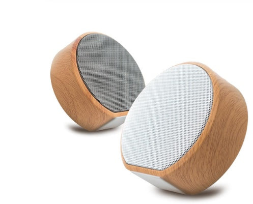 Mini Wood Bluetooth Speaker Portable Outdoor Wireless in dual color mesh, compact and stylish for hands-free music on the go.