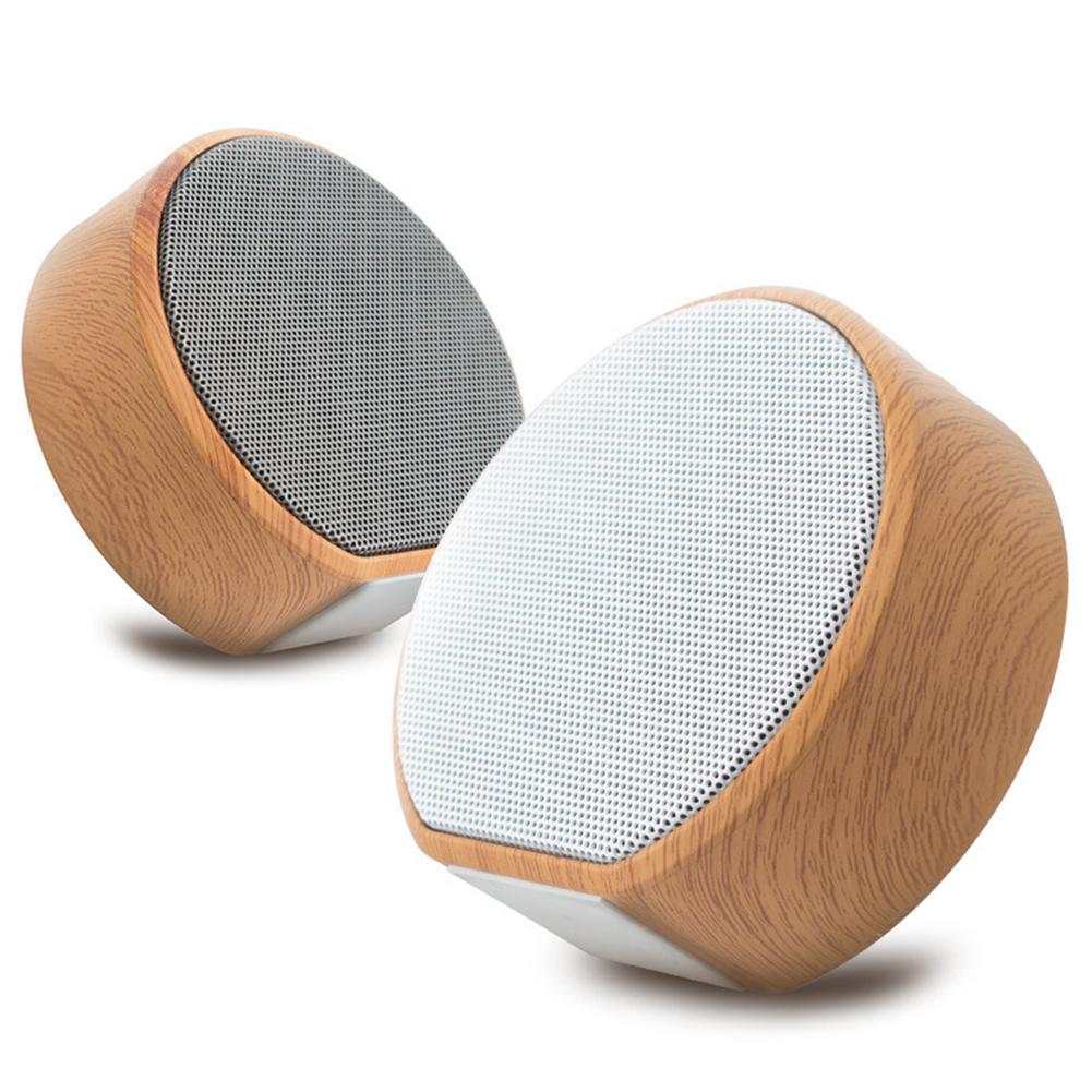 Mini Wood Bluetooth Speaker Portable Outdoor Wireless with dual-tone mesh grille and wood finish, ideal for travel and outdoor use.