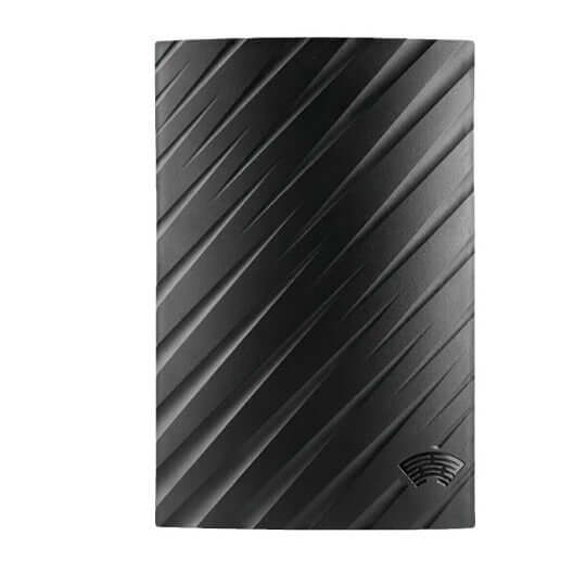 Compact black textured indoor TV antenna panel with integrated amplifier and coax cable for Home HD Mode