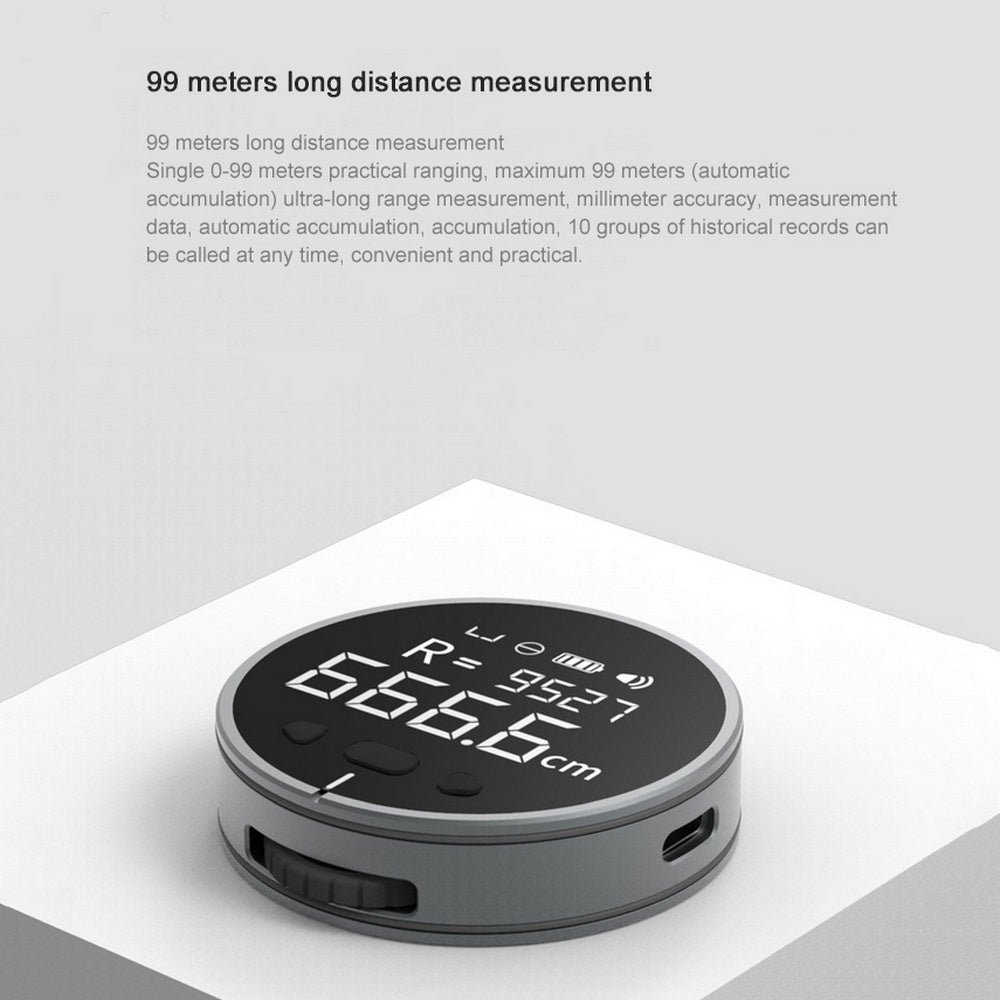 Compact electronic distance measuring instrument with high precision digital LCD and multi-function buttons