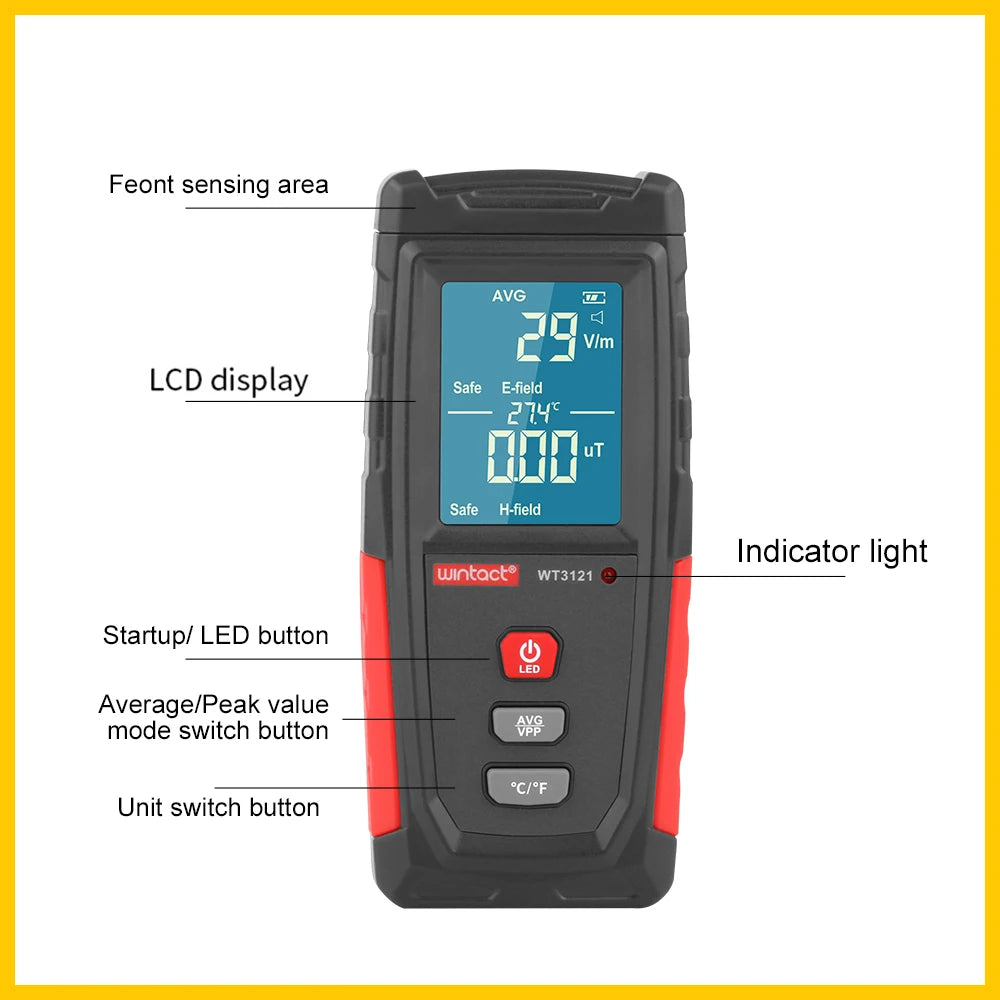 WINTACT EMF tester Electromagnetic Field Radiation Detector Tester Emf Meter Handheld Portable Emission Dosimeter EMF tester