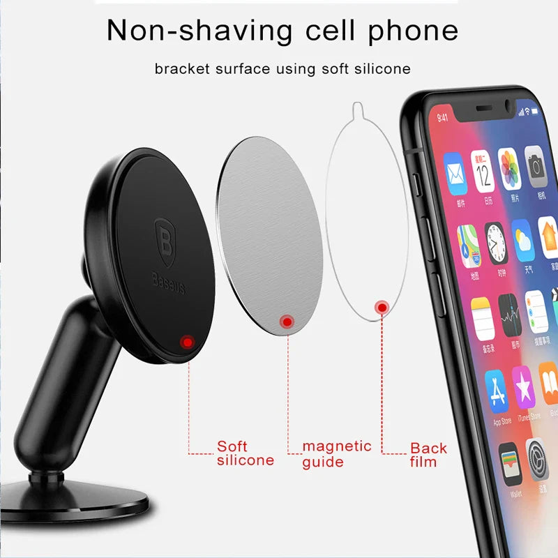 Baseus Magnetic Car Phone Holder Stand Mount 360 Degree Rotate GPS Car Holder Universal for iPhone For Xiaomi Magnetic Stand
