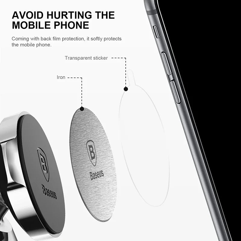 Baseus Magnetic Disk For Car Phone Holder 2 pieces Use Magnet Mount Mobile Phone Holder Stand Metal & Leather Iron Sheets Plate