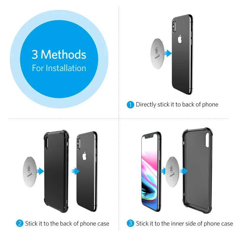Baseus Car Phone Holder Metal Plate Magnetic Disk Car Mount Holder Magnet Metal Leather & Iron Sheets For Cellphone Stand In Car