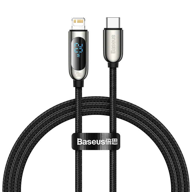 Baseus 20W PD USB C Cable Fast Charging Cable for iPhone 14 13 12 Pro Max XR Digital Display Mobile Phone Data Cord for iphone