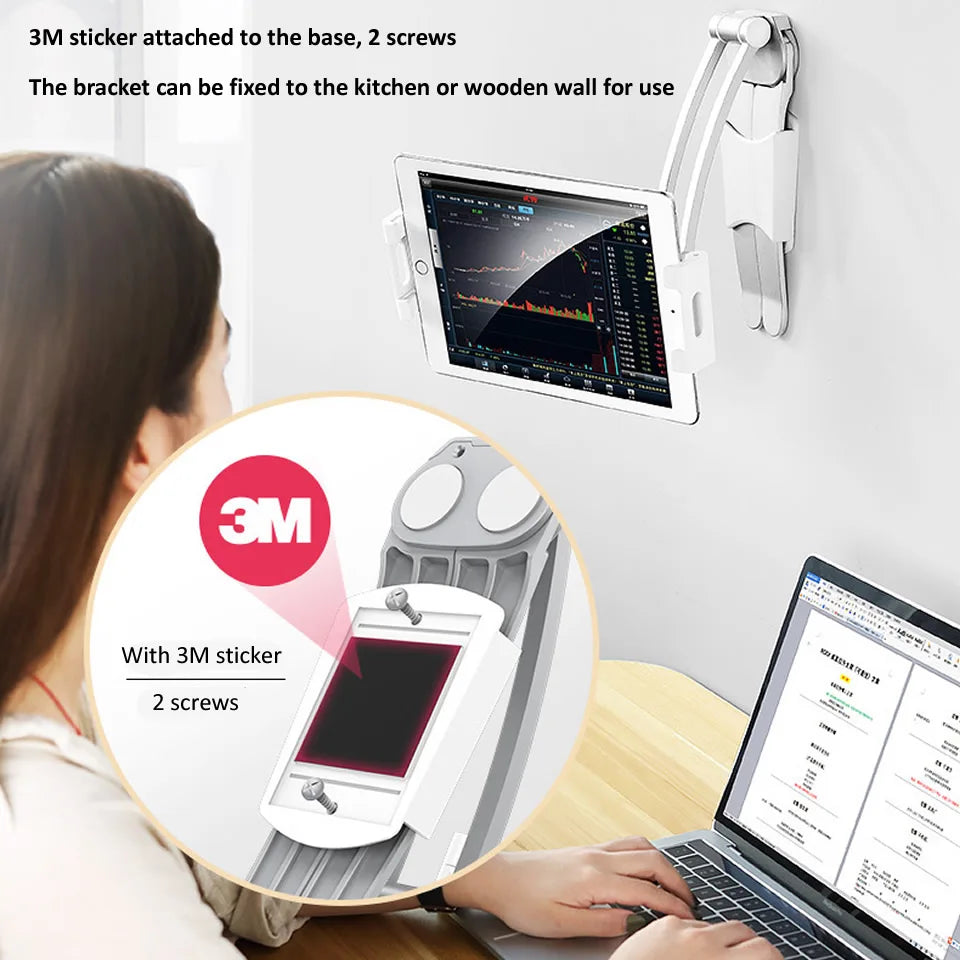 Aluminum Kitchen Desktop Phone Tablet Holder Stand Flodable Adjustable 5-13 inch Tablet Phone Desktop Mount for iPad Pro 12.9