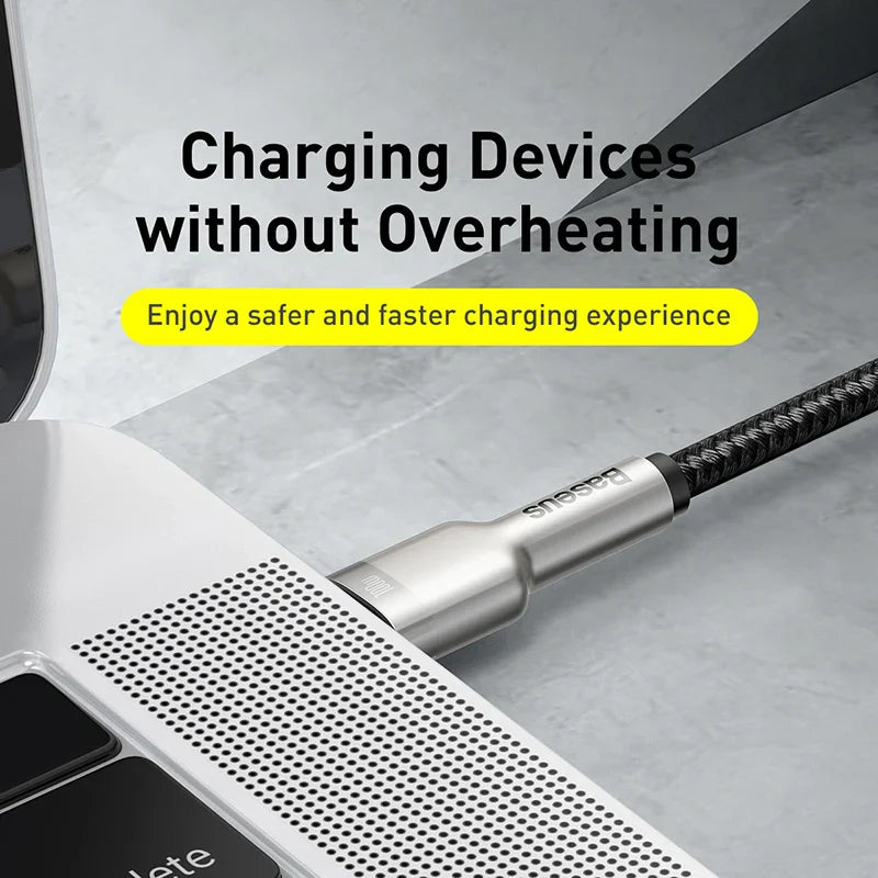Baseus 100W USB C to USB Type C Cable for MacBook Pro QC 4.0 PD USB C Fast Charger Cable for Xiaomi Redmi For iPhone 15 Plus Pro