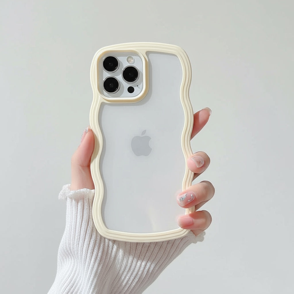 Wave Border Mobile Phone Case Solid Color Simple Candy Color