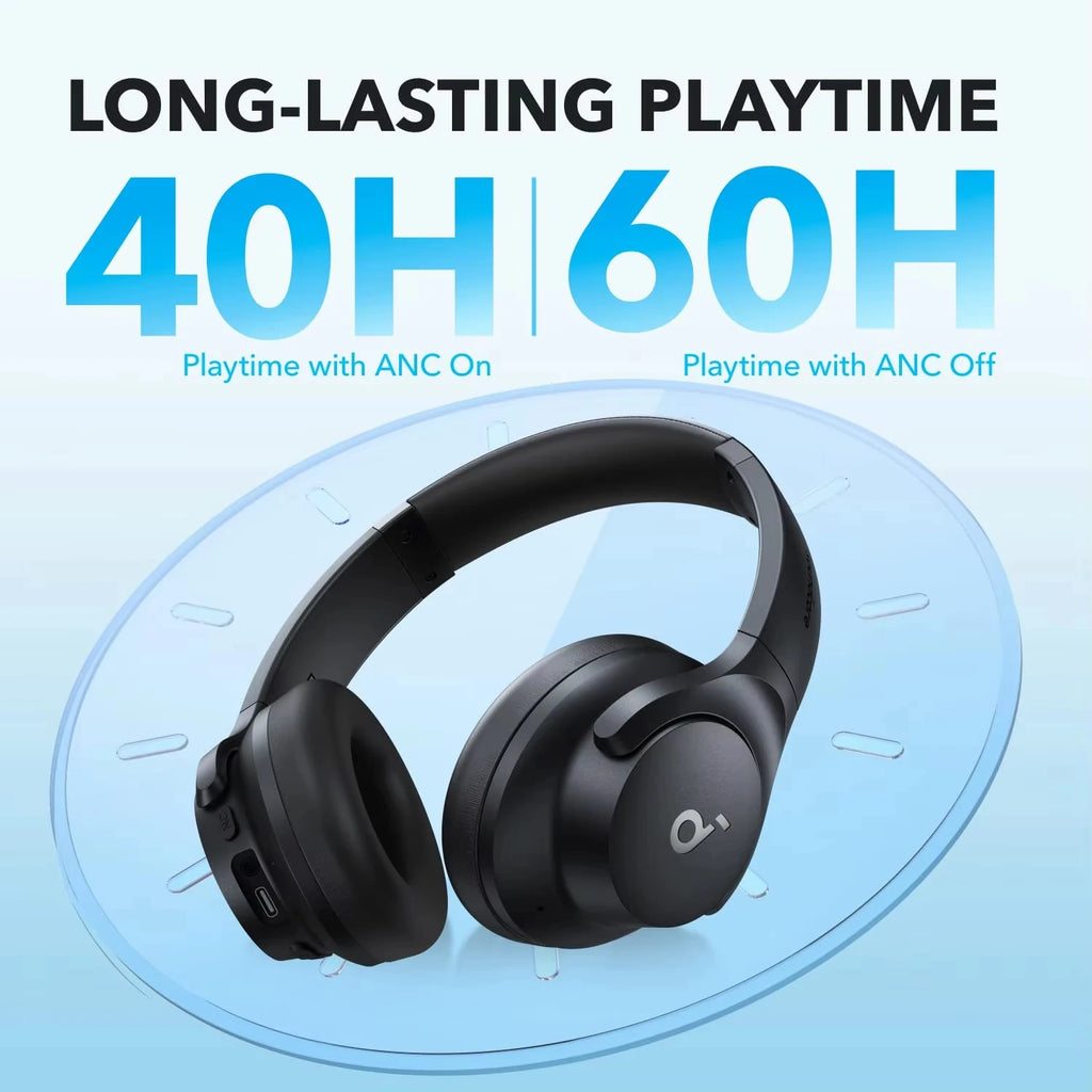 Soundcore by Anker Q20i Hybrid Active Noise Cancelling Headphones, Wireless Over-Ear Bluetooth, 40H Long ANC Playtime, Hi-Res