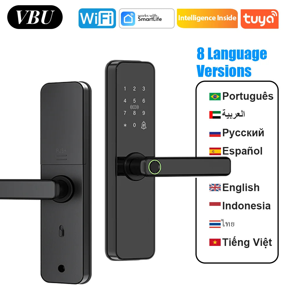 Wifi Smart Fingerprint Door Lock Digital Electronic Lock Fingerprint/IC Card/Password/Key/APP Remote Unlock Work with Alexa
