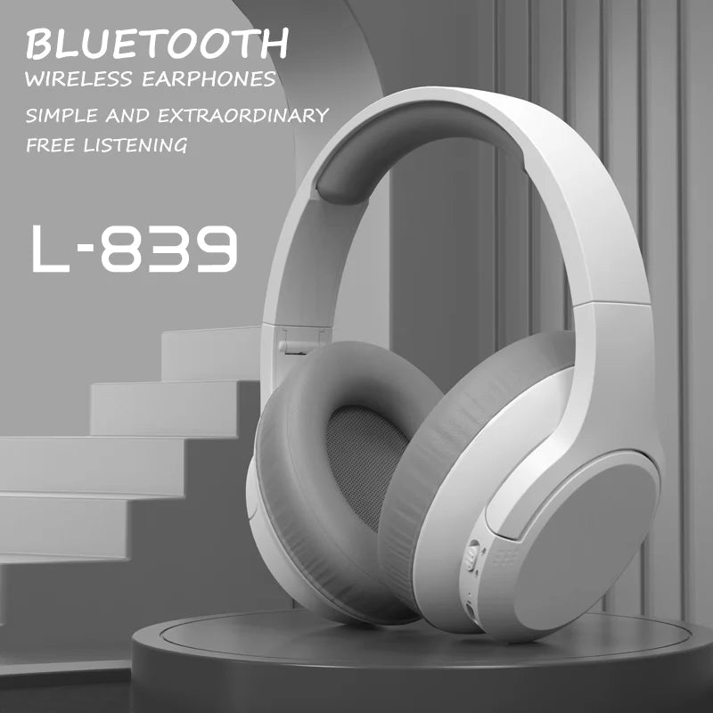 LDON L839 Bluetooth 5.3 wireless foldable headphones with mic, active noise-cancellation, and ergonomic design.