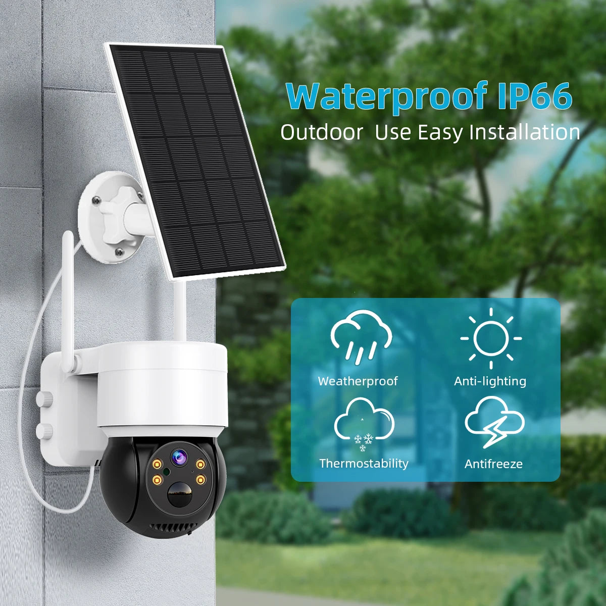 Solar Camera Outdoor Security WiFi Surveillance Cameras With Solar Panel Human Detection PTZ CCTV Camera