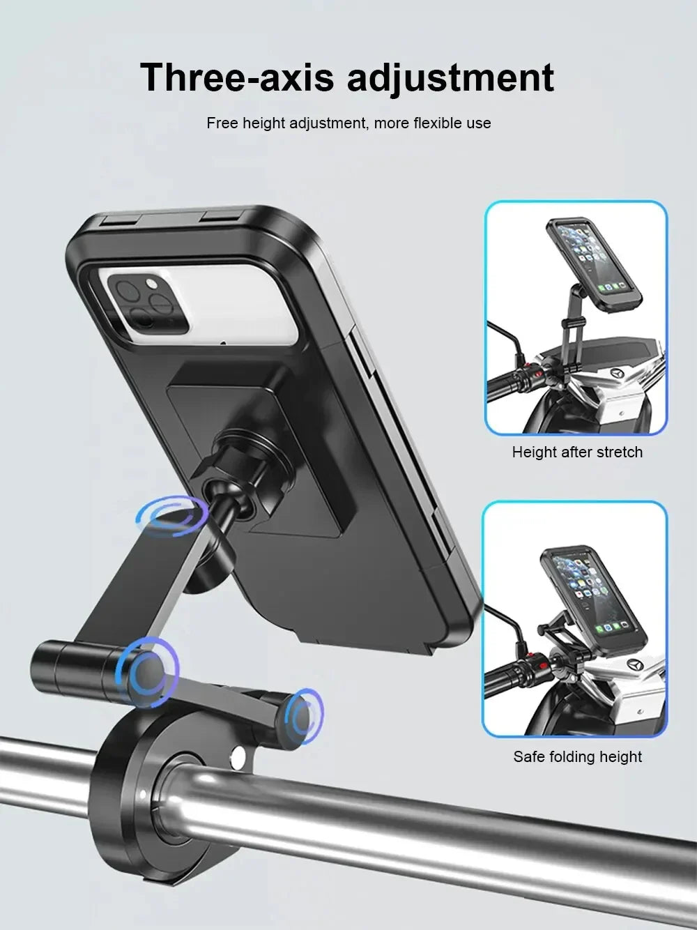 Universal Waterproof 360° Swivel Phone Mount for Motorcycle/Bike Adjustable GPS Holder for Cellphones & Navigation Apps