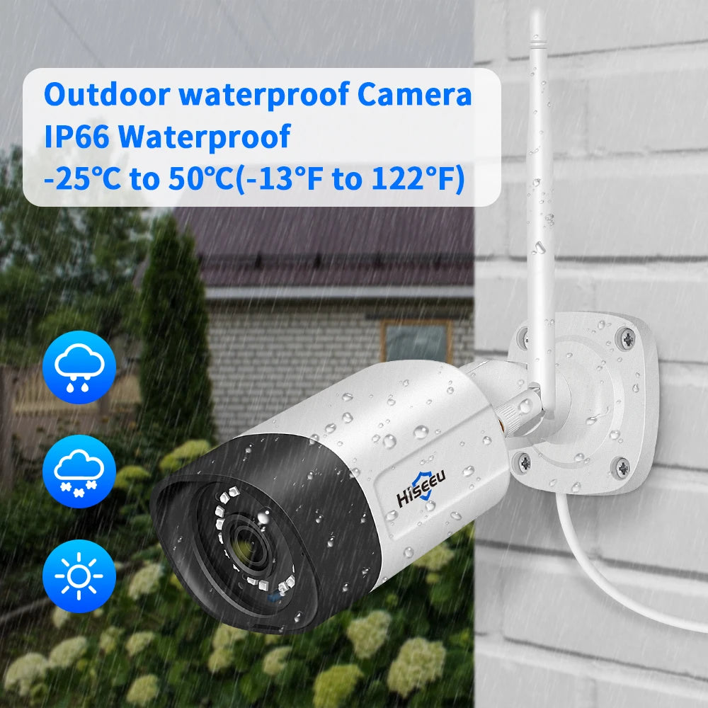 Hiseeu H.265 16CH NVR 5MP Wifi Surveillance Camera System Color Night Human Motion 2 Way Audio WiFi Outdoor Security Cameras Set