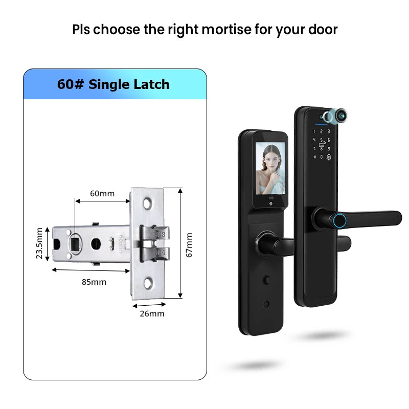 Tuya Wifi Smart Door Lock Electronic Digital Lock with Biometric Fingerprint Camera Smart Card Password Key Unlock Feature