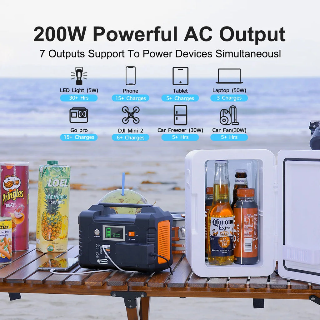 FF Flashfish E200 Portable Power Station 200W Solar Generator 151WH Battery AC DC Outdoor Camera Drone Power Supply Solar Charge