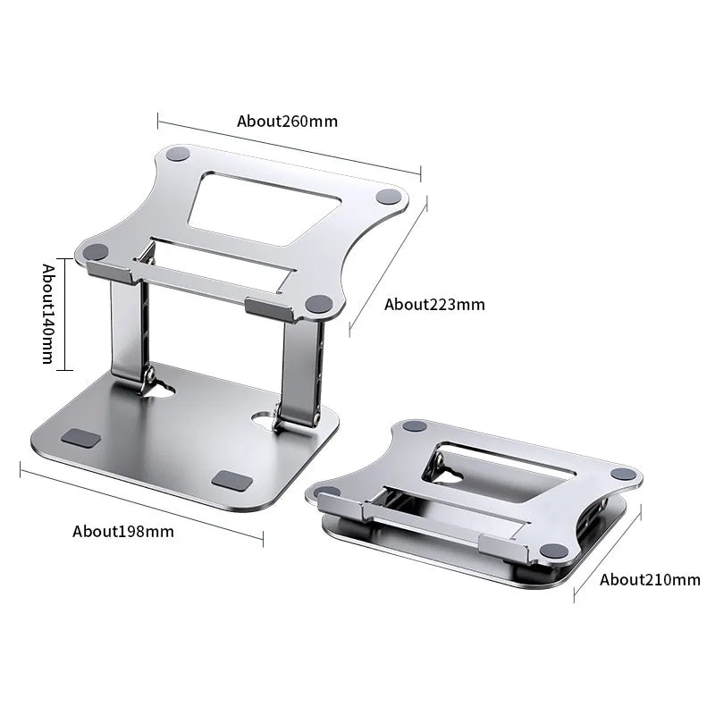 Adjustable aluminum alloy phone and tablet stand folding portable laptop holder up to 17 inches