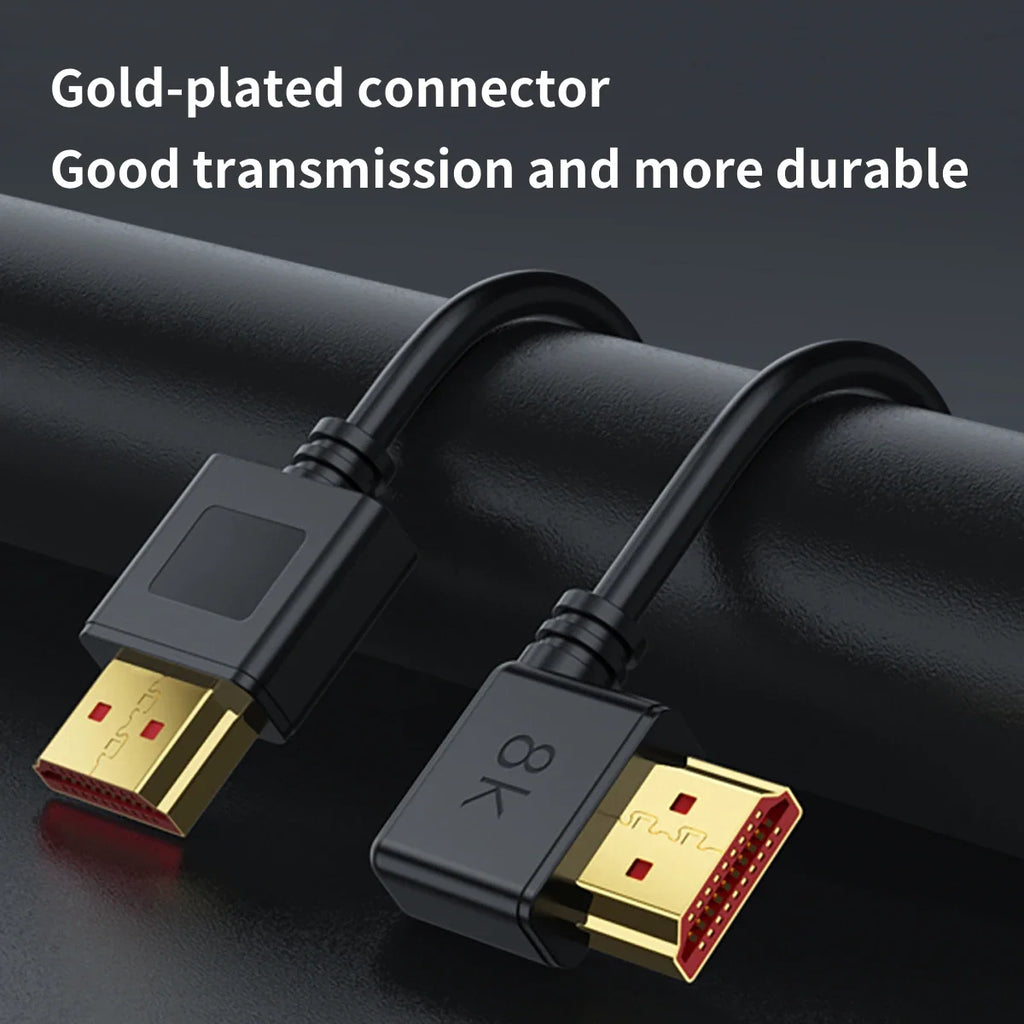 8K HDMI-compatible Cable 2.1 High Speed 48Gbps 8K@60Hz 4K@240Hz HDCP HDR 90 Degree Bend HD Cord  for PS5 PC Gaming Monitor HDTV