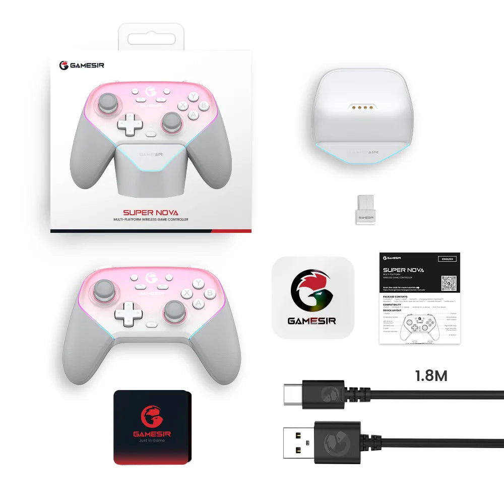 New GameSir Super Nova Wireless Game Controller T4N Pro Gamepad Hall Effect Sticks Analog Triggers for PC Switch Android iOS