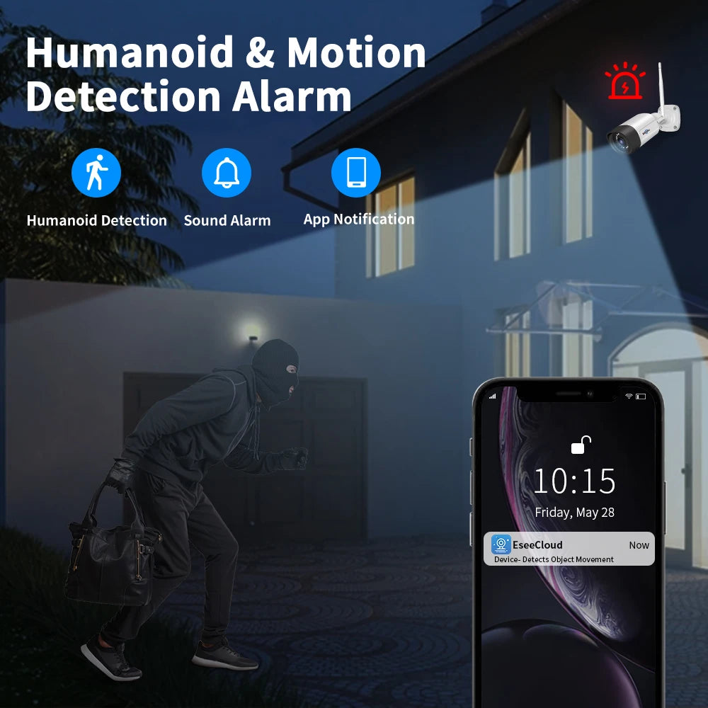 Hiseeu H.265 16CH NVR 5MP Wifi Surveillance Camera System Color Night Human Motion 2 Way Audio WiFi Outdoor Security Cameras Set