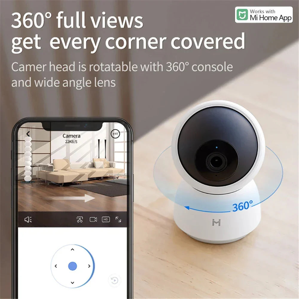 Smart Camera 2K 1296P HD 360-degree WiFi night vision IP camera with MiHome app control and rotatable lens angle