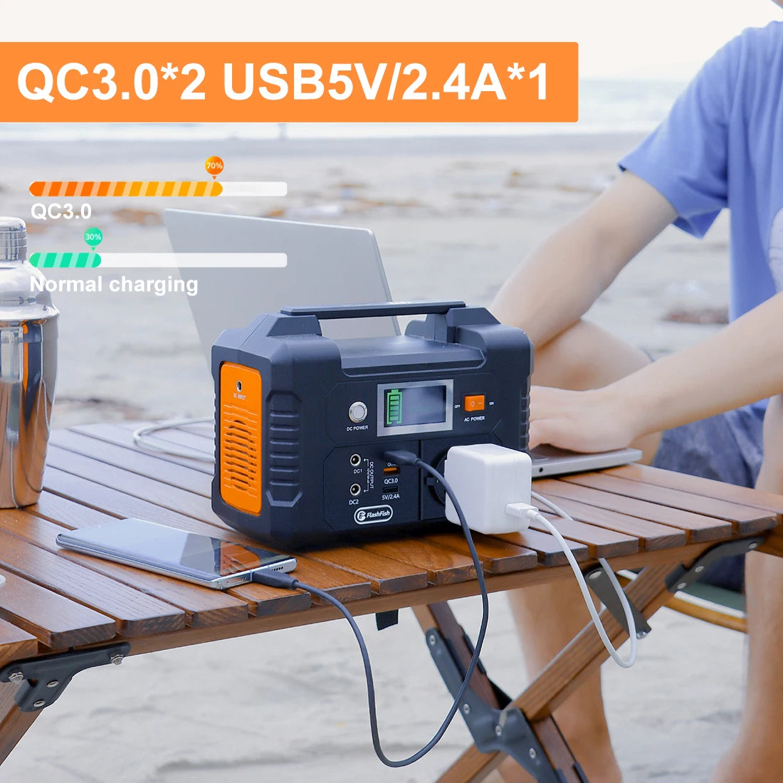 FF Flashfish E200 Portable Power Station 200W Solar Generator 151WH Battery AC DC Outdoor Camera Drone Power Supply Solar Charge