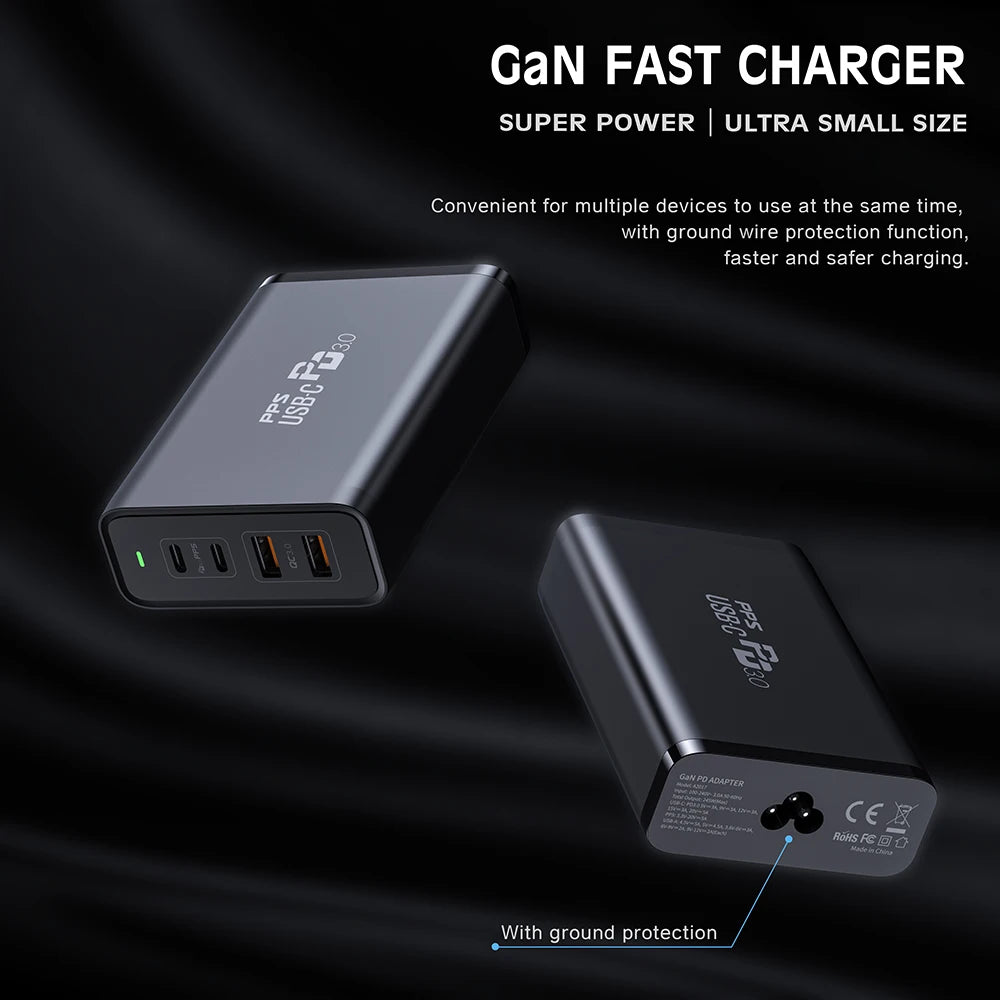 Ubigbuy 245W USB C Charger, Laptop GaN Power Adapter 4 Ports Desktop Fast Charging Station for MacBook Pro,iPhone 15 14,Galaxy