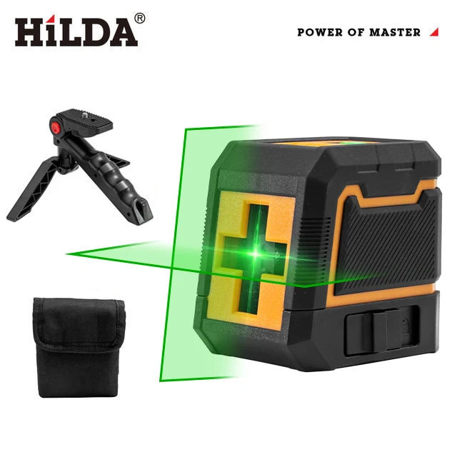 HILDA Laser Level 2 Lines Self-Leveling Horizontal And Vertical Cross Super Powerful Green Laser Beam Line
