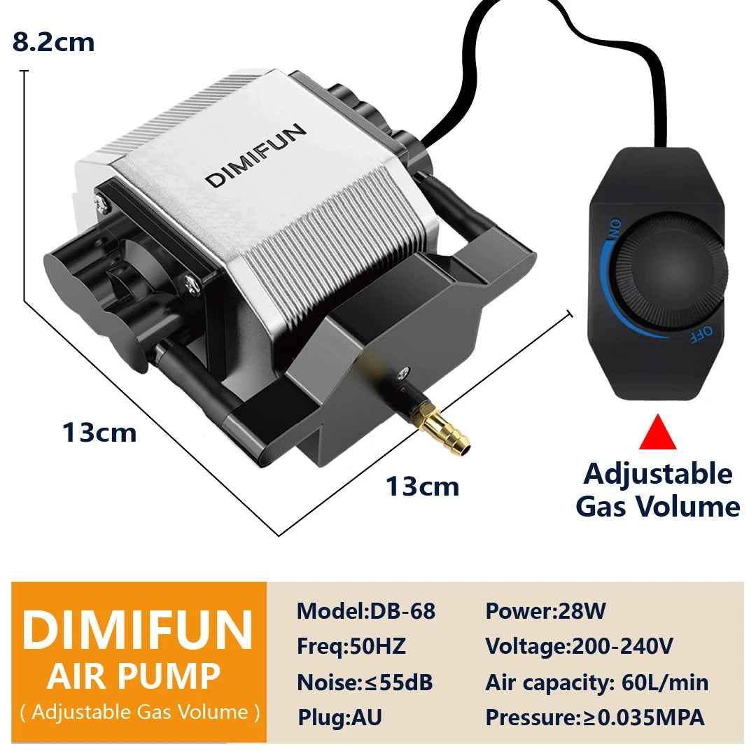 DIMIFUN 28W air compressor air auxiliary pump, air volume 60L/min, compatible with all brands of CNC laser engraving machines