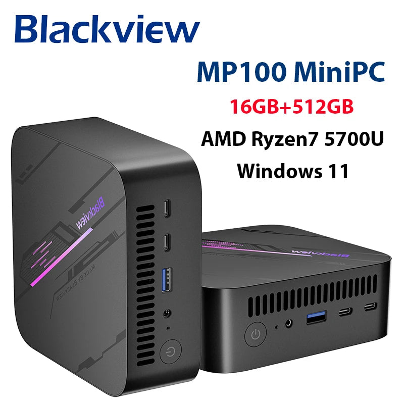 [Estreno mundial] Blackview Mini PC MP100 AMD R7 5700U Mini PC 8 núcleos 16 hilos 16GB /32GB DDR4 512GB/1TB SSD Mini ordenador P