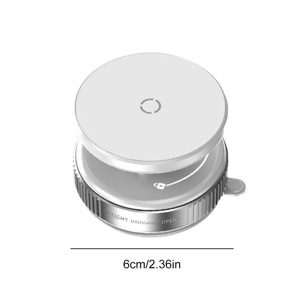 White Magsafe Car Phone Holder with 6cm diameter and magnetic mount, designed for secure and adjustable phone placement.