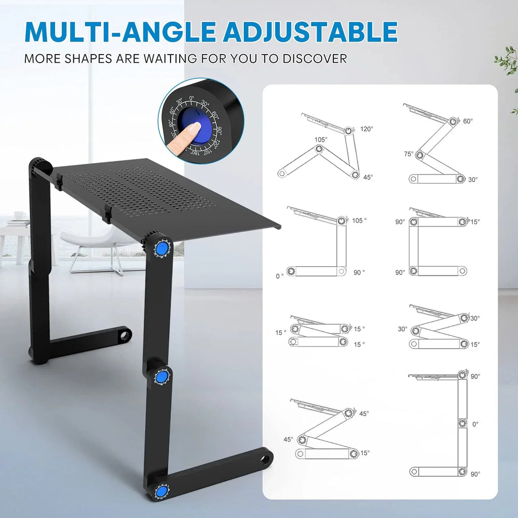 Laptop Table Stand and Lap Desk Adjustable Riser Portable with Mouse Pad Aluminum Laptop Cooling Holder desk for bed desktop