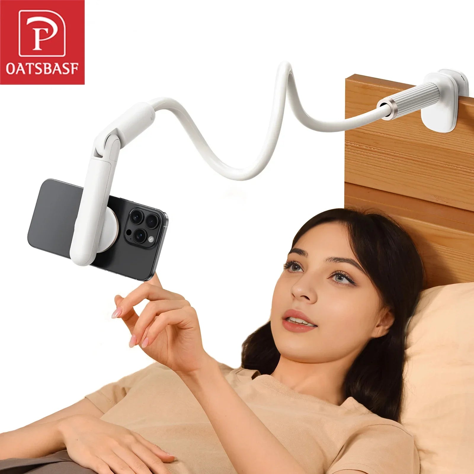Oatabasf Magnetic Gooseneck Phone Stand Holder with Flexible Long Arm for Bed Lazy Bracket for 4-7" Phone Tablet Stand 4.7-13"