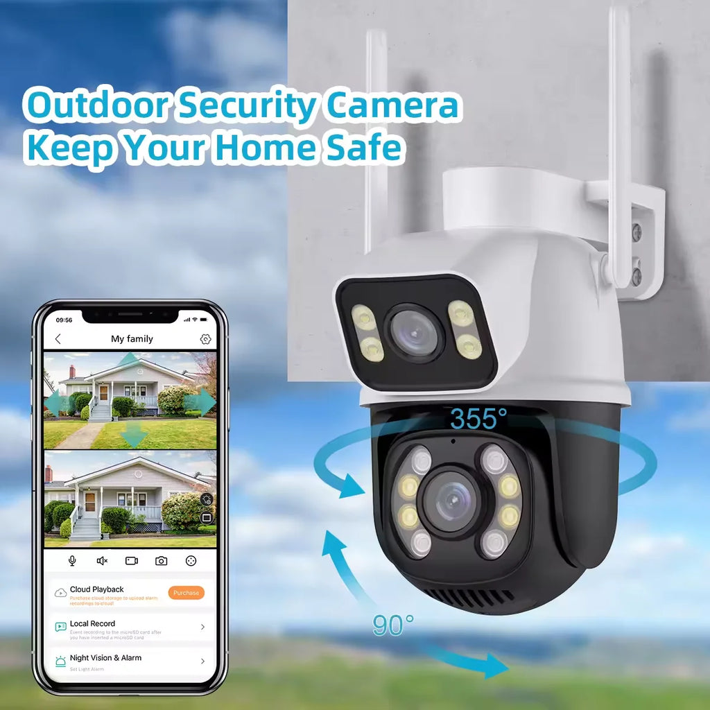 Hiseeu 4K 8MP PTZ Wifi IP Camera Dual Lens 5X Zoom Colorful night vision ONVIF Wireless Surveillance CCTV Cameras Security Prote