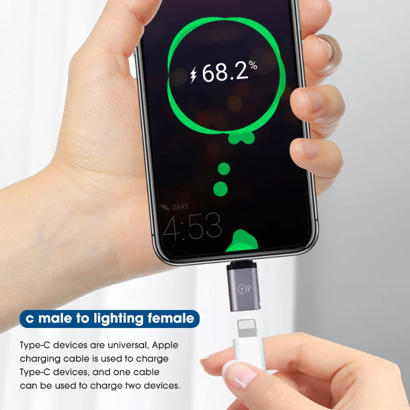 Universal Type-C Phone Charging Adapter Lightning Female To USB C Male Cable Converter Fast Charge Connector