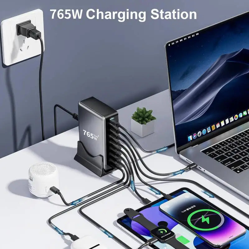 800W/670W/530W Fast USB C GaN Charger Block Dual 140W PD3.1 PPS Fast Charging Station for Multiple Devices Laptop Wall Charger