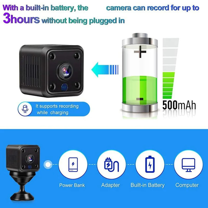 X6 Mini Camera 1080P HD WiFi Remote Monitor Baby Pet Camera Built-in Battery Night Vision Smart Home Security Protection