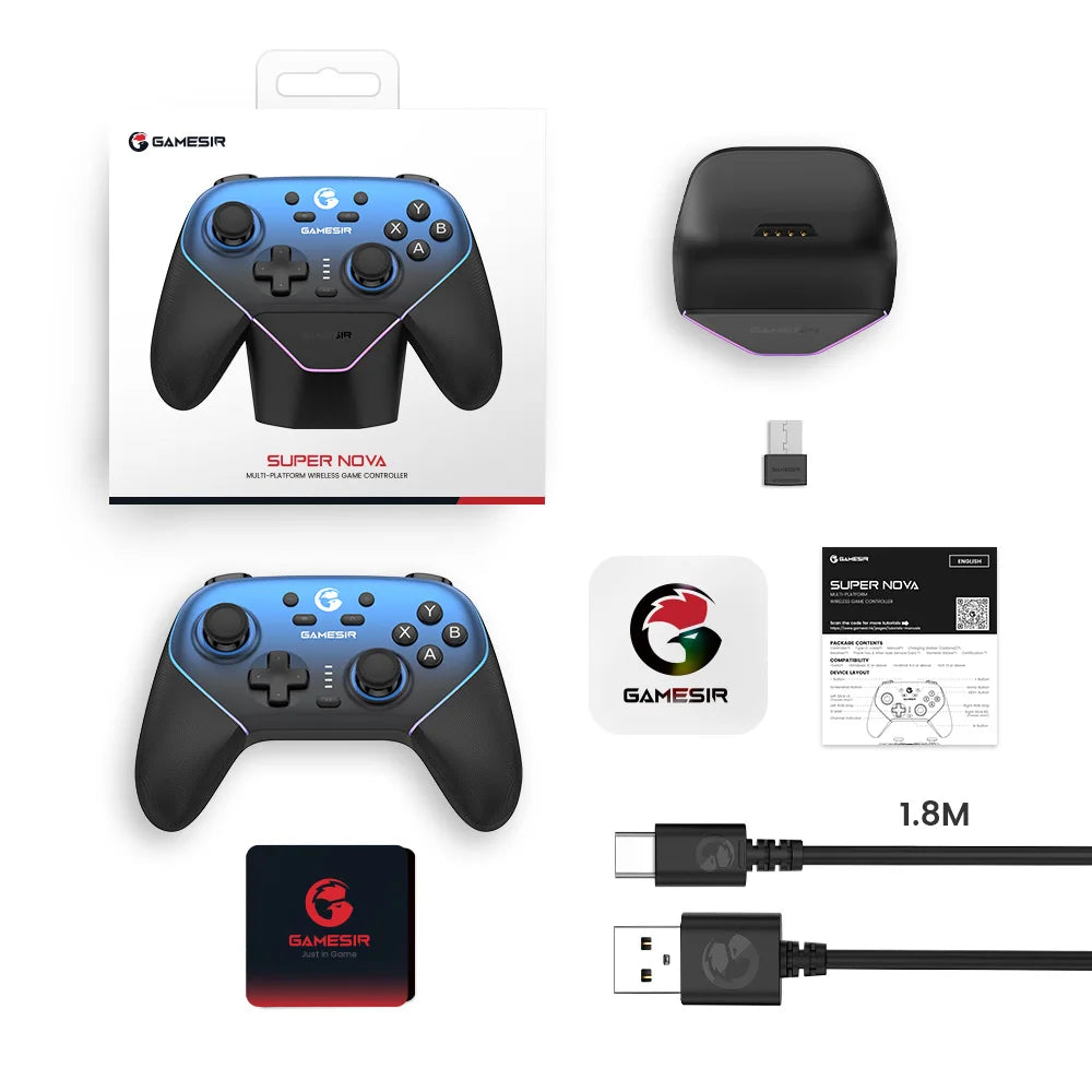 New GameSir Super Nova Wireless Game Controller T4N Pro Gamepad Hall Effect Sticks Analog Triggers for PC Switch Android iOS
