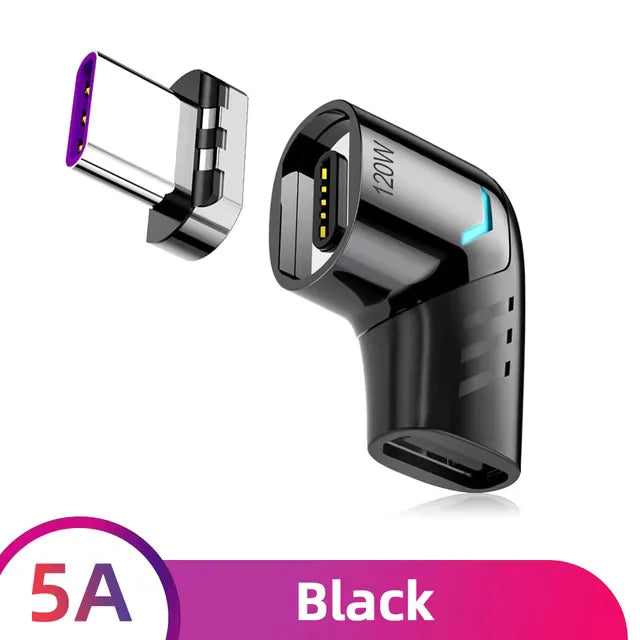 120W Usb C To Type C Magnetic Adapter Fast Charging Usb Type C Magnet Converter Magnetic Cable Right Angle Usbc Connector