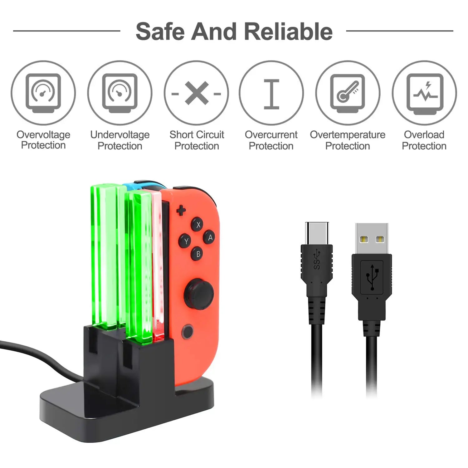 DOBE Charging Dock Compatible with Switch for Joy Con & OLED Model Controller with Lamppost LED Indication