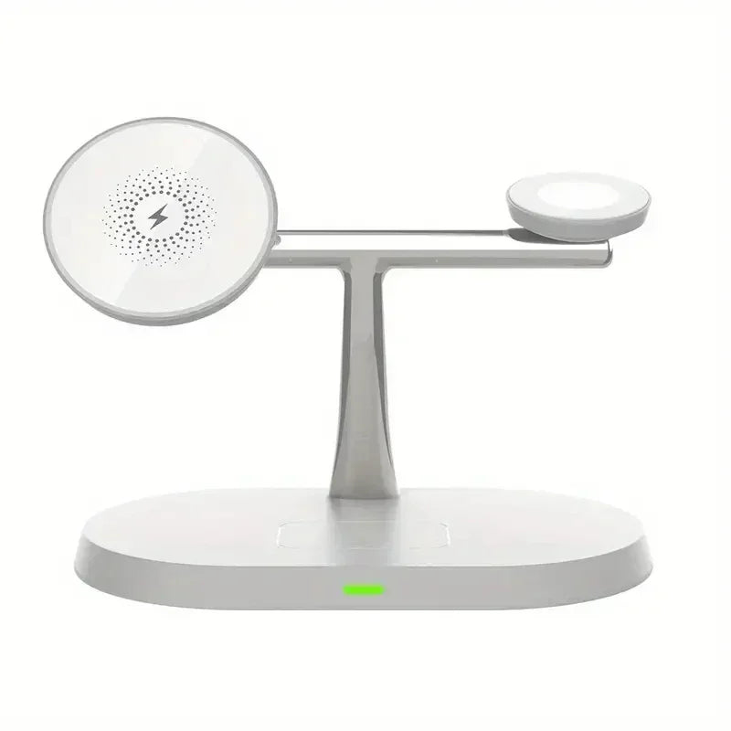 3-in-1 Magnetic Wireless Charger Stand for iPhone, Apple Watch, and AirPods with fast charging and Type-C connector