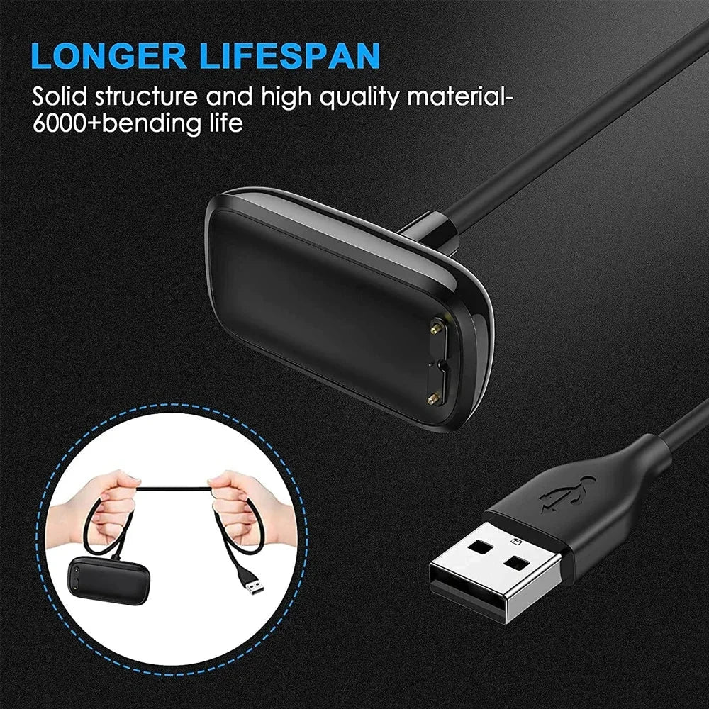 Charger For Fitbit Charge 5 / Charge 6 / Luxe Smart Watch USB Charging Cable Cord Dock Stand Accessories Fast Charger Cable