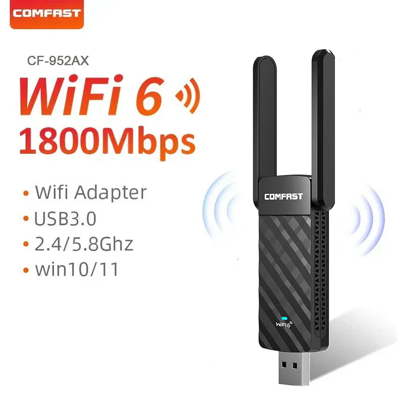 Comfast BE6500 WiFi 6 USB adapter dual antenna 1800Mbps 2.4/5.8GHz wireless network card USB 3.0 for Windows 10/11 PC