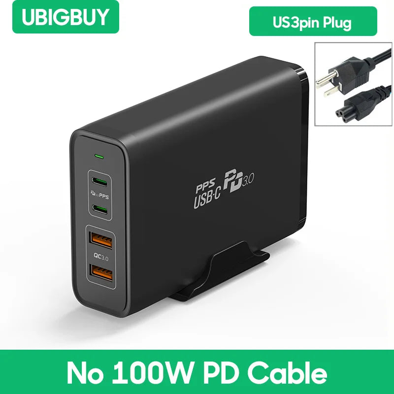 Ubigbuy 245W USB C Charger, Laptop GaN Power Adapter 4 Ports Desktop Fast Charging Station for MacBook Pro,iPhone 15 14,Galaxy