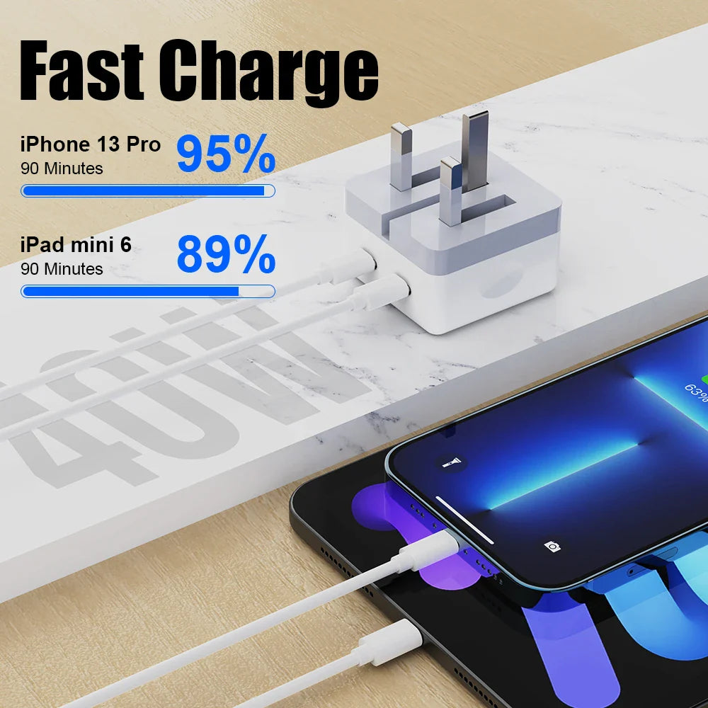 40W Dual USB C Port Fast Charger Foldable Type C EU UK US Plug Wall Charger Block For iPhone 14 Pro Max 12 13 iPad Power Adapter