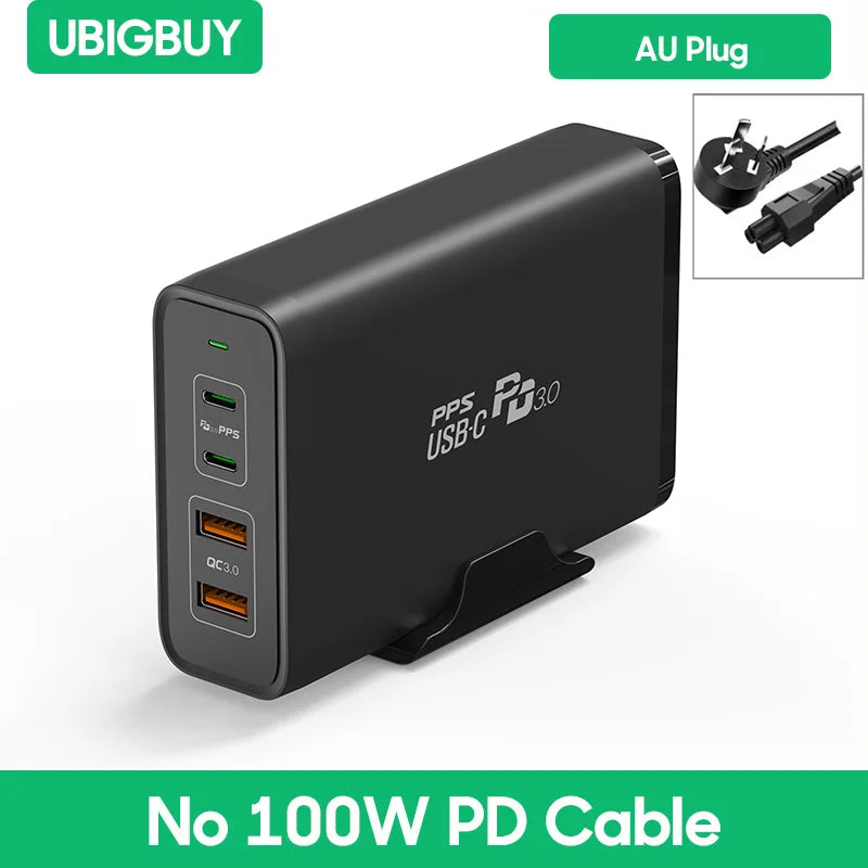 Ubigbuy 245W USB C Charger, Laptop GaN Power Adapter 4 Ports Desktop Fast Charging Station for MacBook Pro,iPhone 15 14,Galaxy