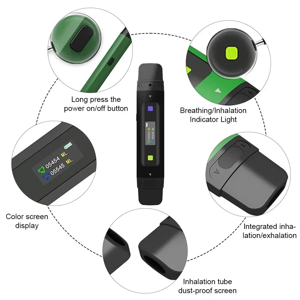 Portable Lung Muscle Breathing Trainer - Lung Capacity Exercise for Yoga, Hiking & Running