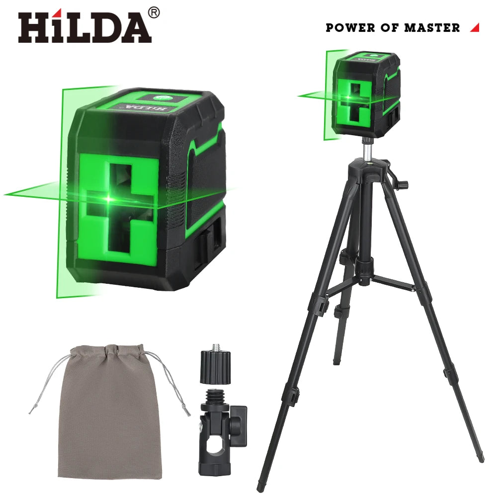 HILDA Laser Level 2 Lines Self-Leveling Horizontal And Vertical Cross Super Powerful Green Laser Beam Line
