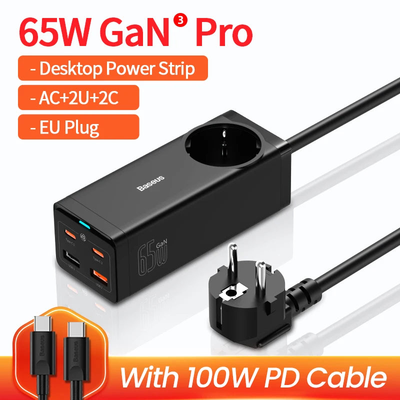 Baseus PD 100W GaN Charger USB Type C Desktop Charger Station Quick Charge 4.0 QC 3.0 Fast Charging For Macbook iPhone 14 Xiaomi